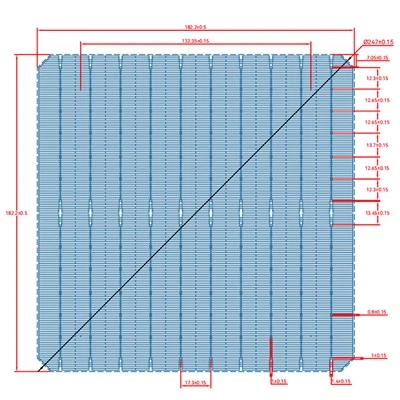 182.2 Cell Solar Deu-wyneb grisialaidd (10BB) mono-